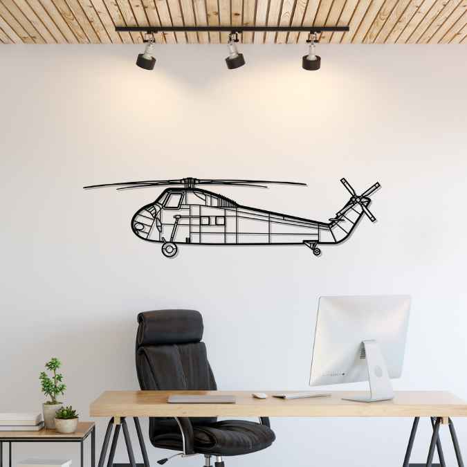 Décoration murale en métal - H-34 Silhouette aircraftvibes