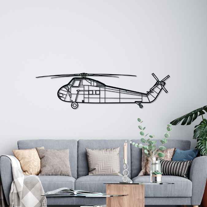Décoration murale en métal - H-34 Silhouette aircraftvibes