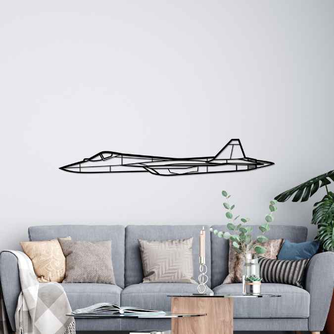 Décoration murale en métal - Su-57 Silhouette aircraftvibes