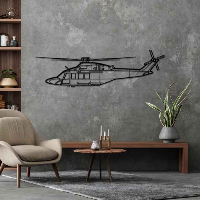 Décoration murale en métal - AW139 Silhouette