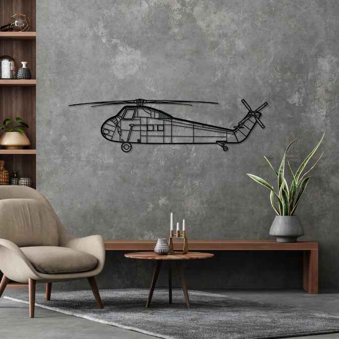 Décoration murale en métal - H-34 Silhouette aircraftvibes