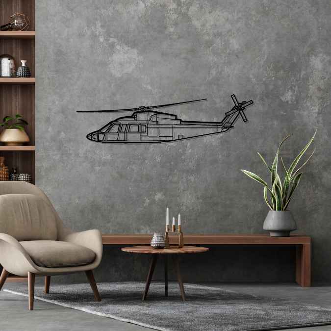 Décoration murale en métal - S-76C Silhouette aircraftvibes