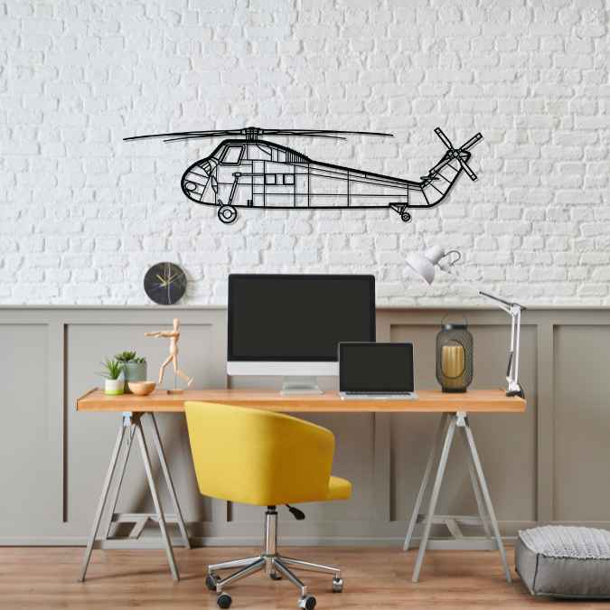 Décoration murale en métal - H-34 Silhouette aircraftvibes