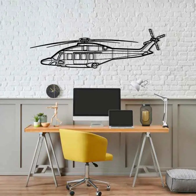 Décoration murale en métal - AW189 Silhouette aircraftvibes