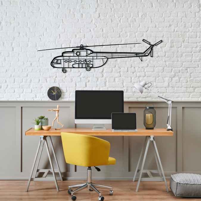 Décoration murale en métal - Mi-8 Silhouette aircraftvibes