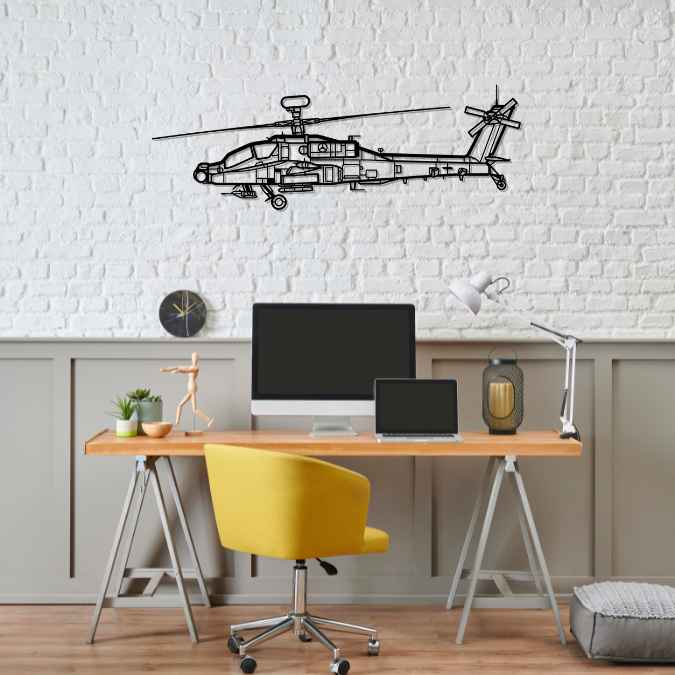Décoration murale en métal - AH-64E Apache