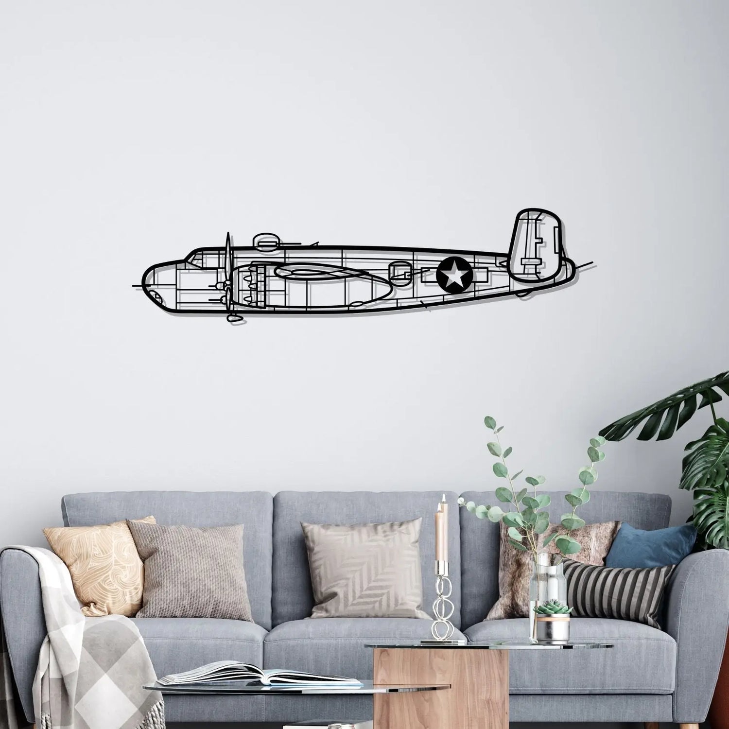 Décoration murale en métal - B-25H Silhouette aircraftvibes