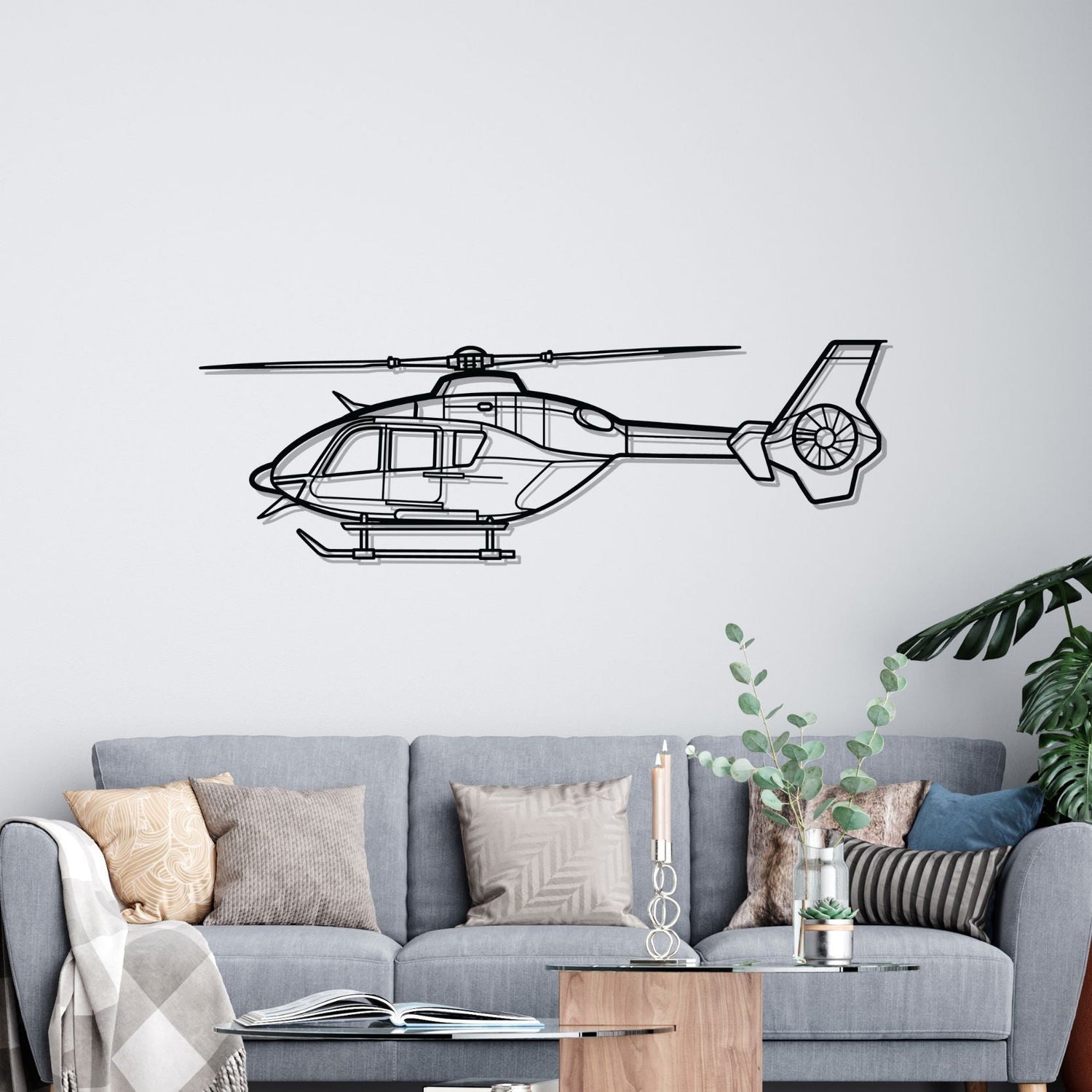 Décoration murale en métal - EC135T2 Silhouette aircraftvibes