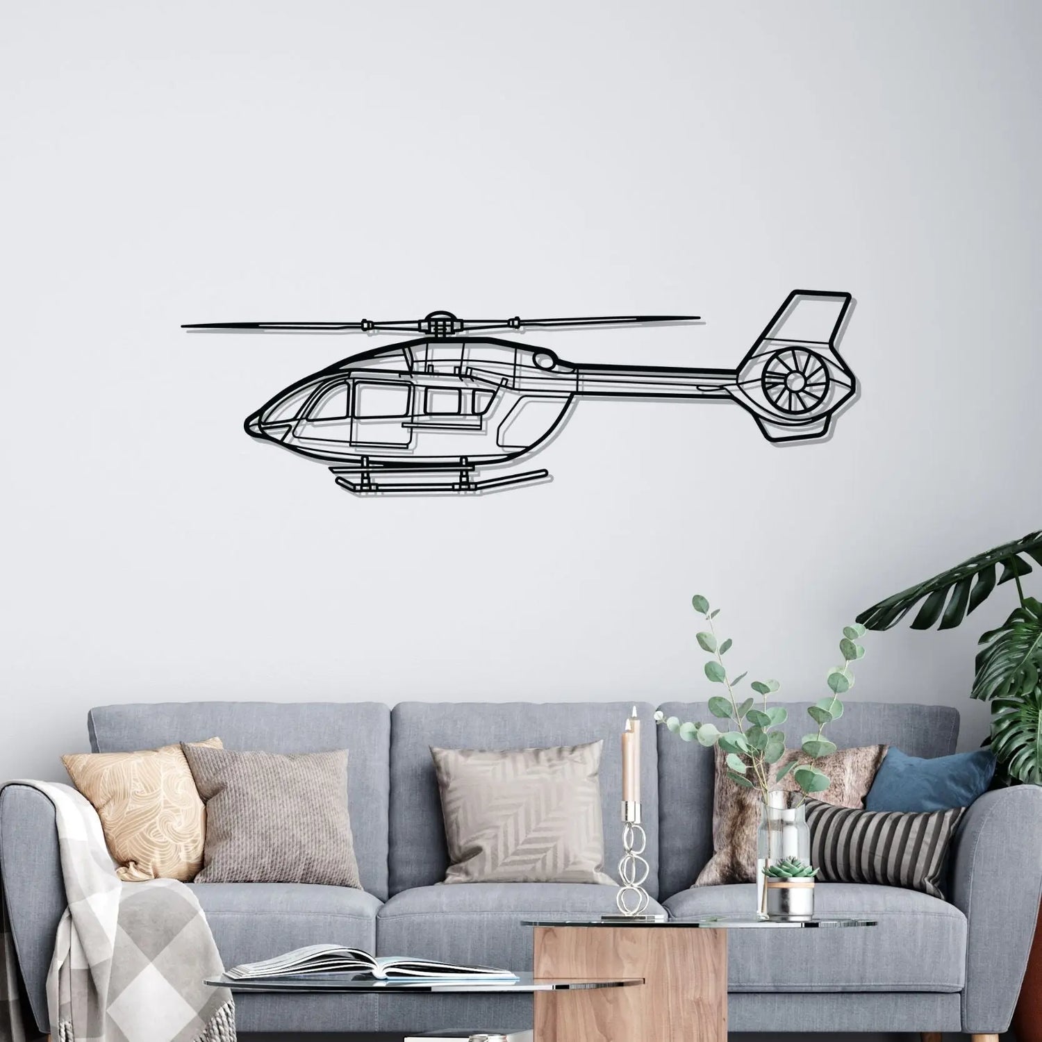 Décoration murale en métal - H145 Silhouette aircraftvibes