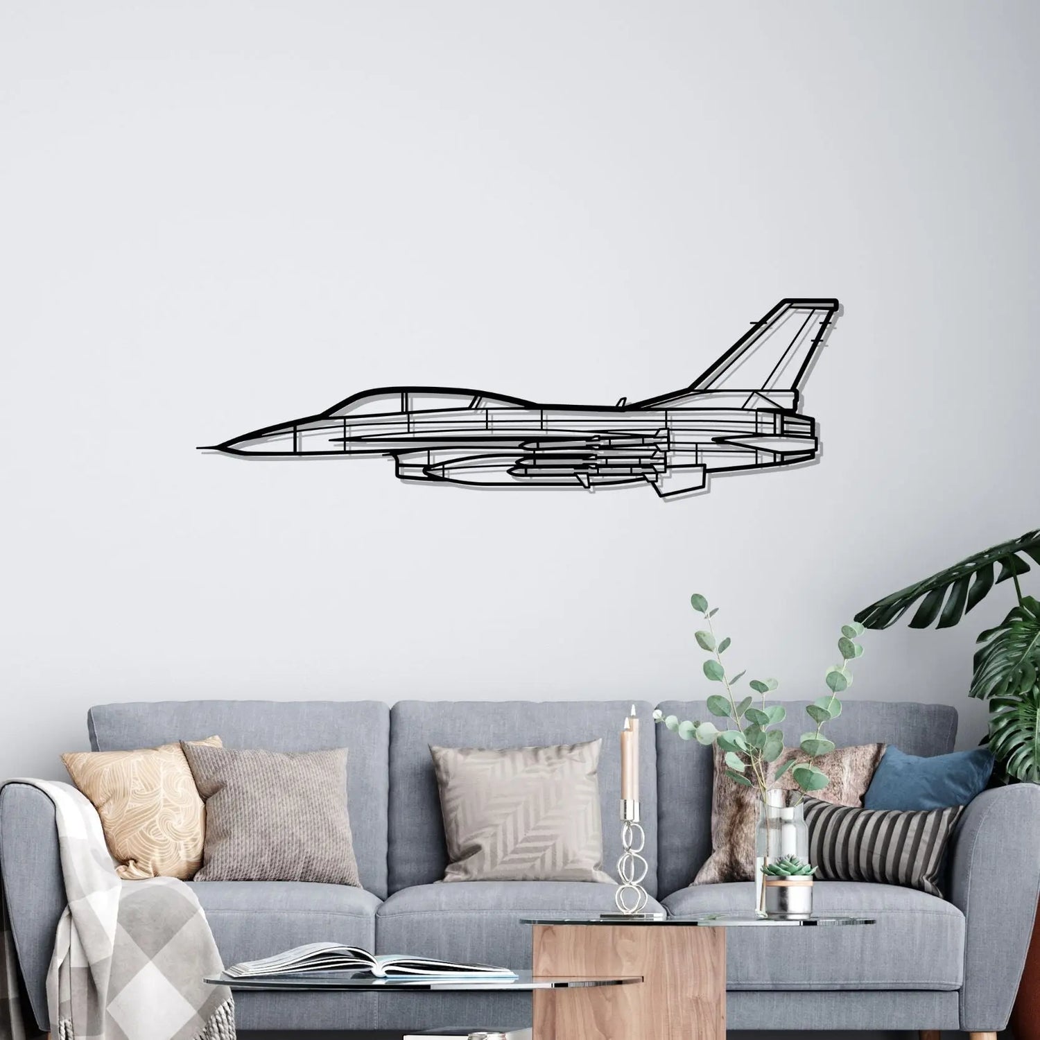 Décoration murale en métal - F-16D Silhouette aircraftvibes