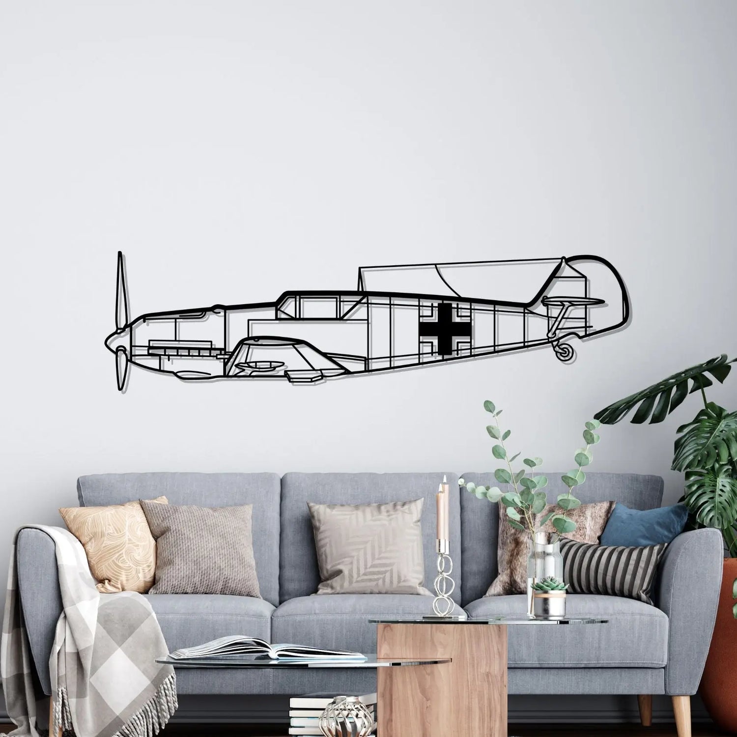 Décoration murale en métal - BF109 Silhouette aircraftvibes