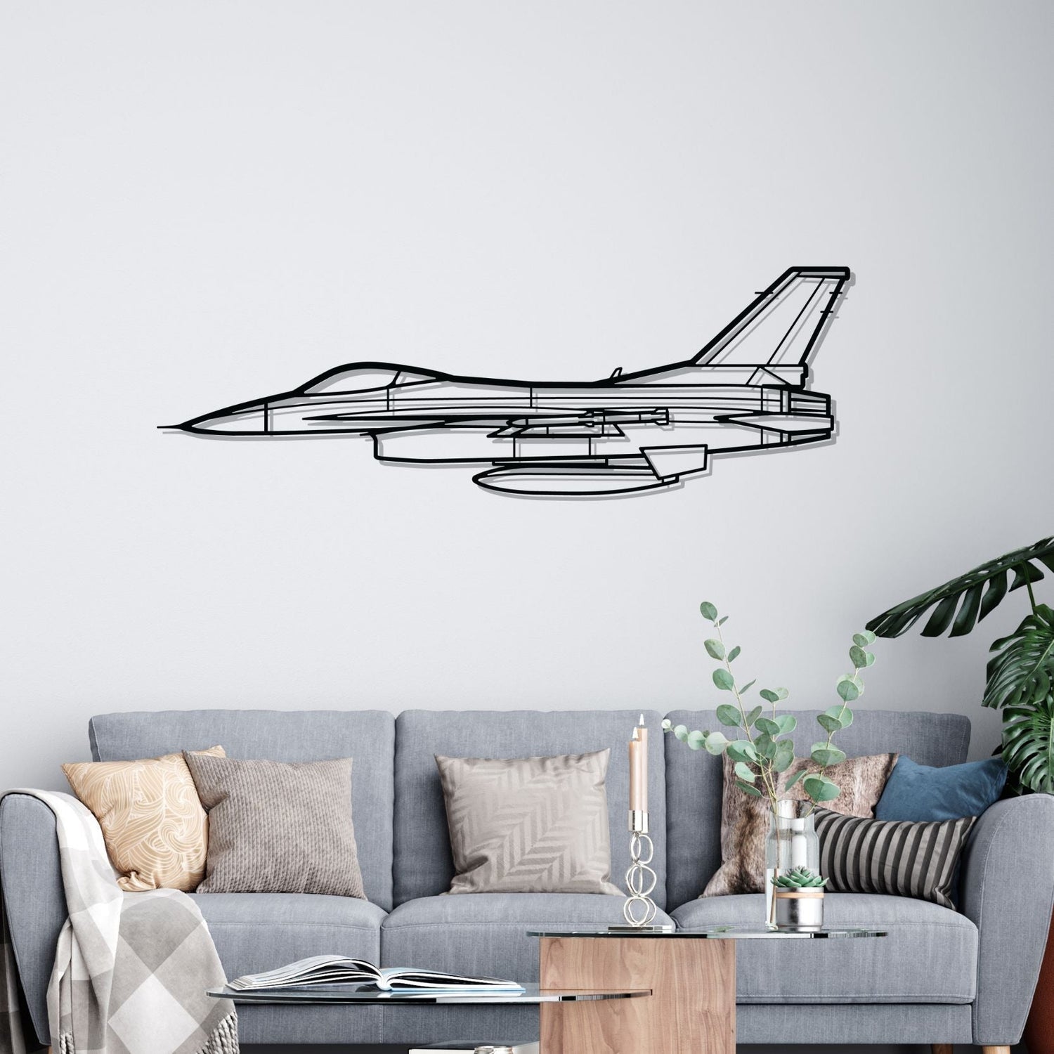 Décoration murale en métal - F-16A Silhouette aircraftvibes