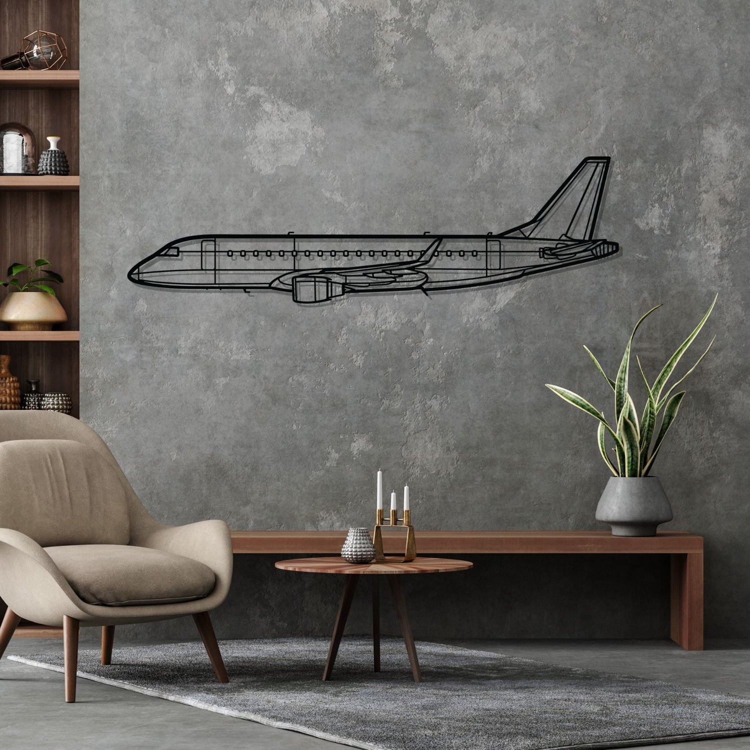 Décoration murale en métal - E175 Silhouette aircraftvibes