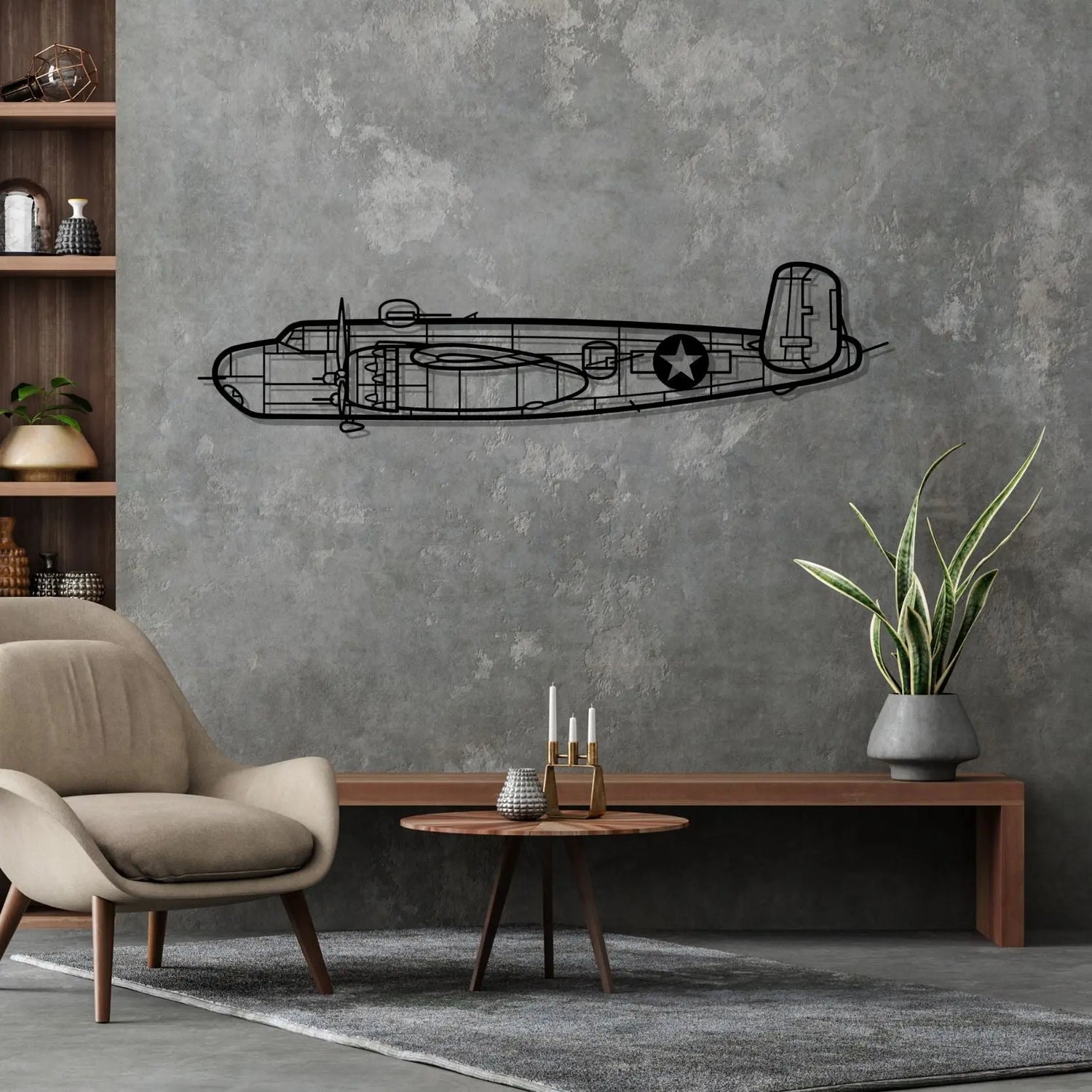 Décoration murale en métal - B-25H Silhouette aircraftvibes