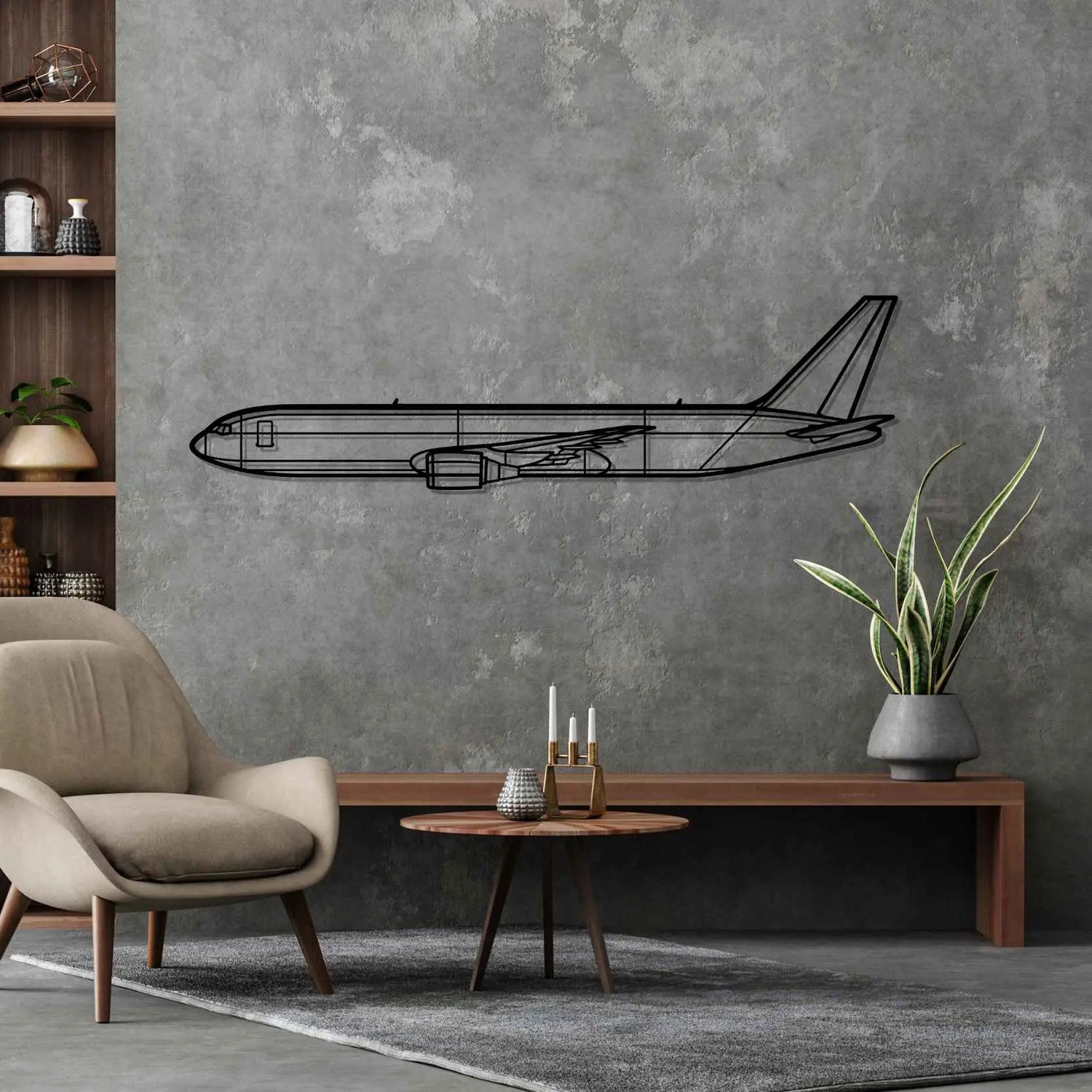 Décoration murale en métal - 767-300F Silhouette aircraftvibes
