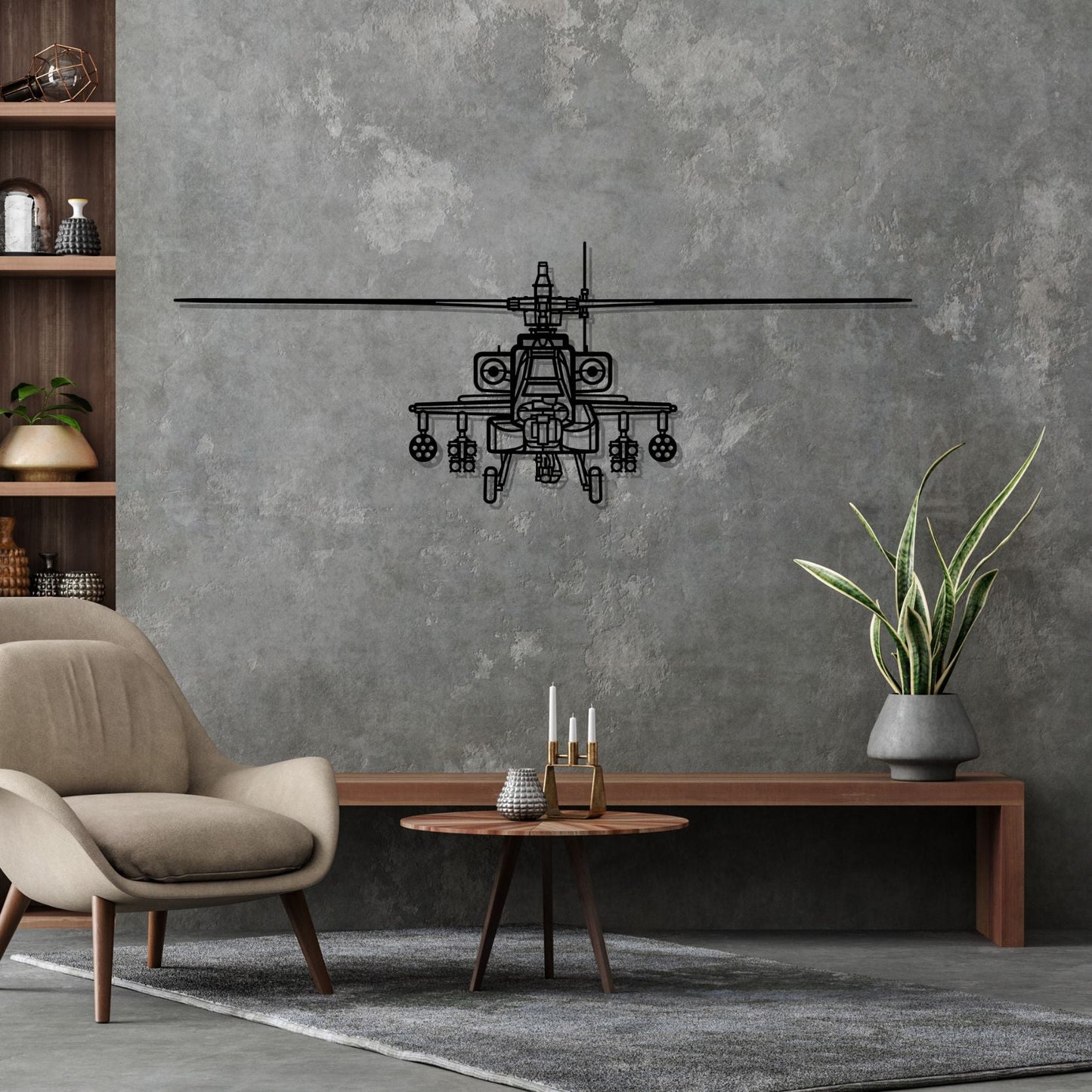 Décoration murale en métal - AH-64D Apache