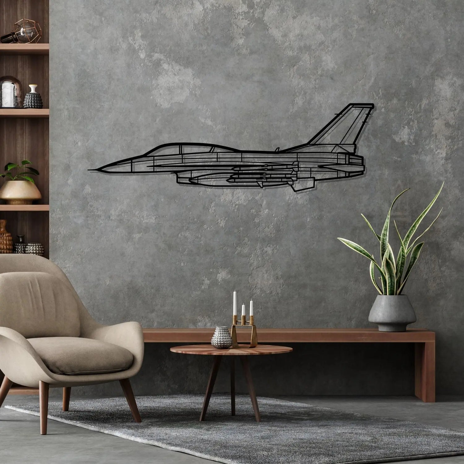 Décoration murale en métal - F-16D Silhouette aircraftvibes