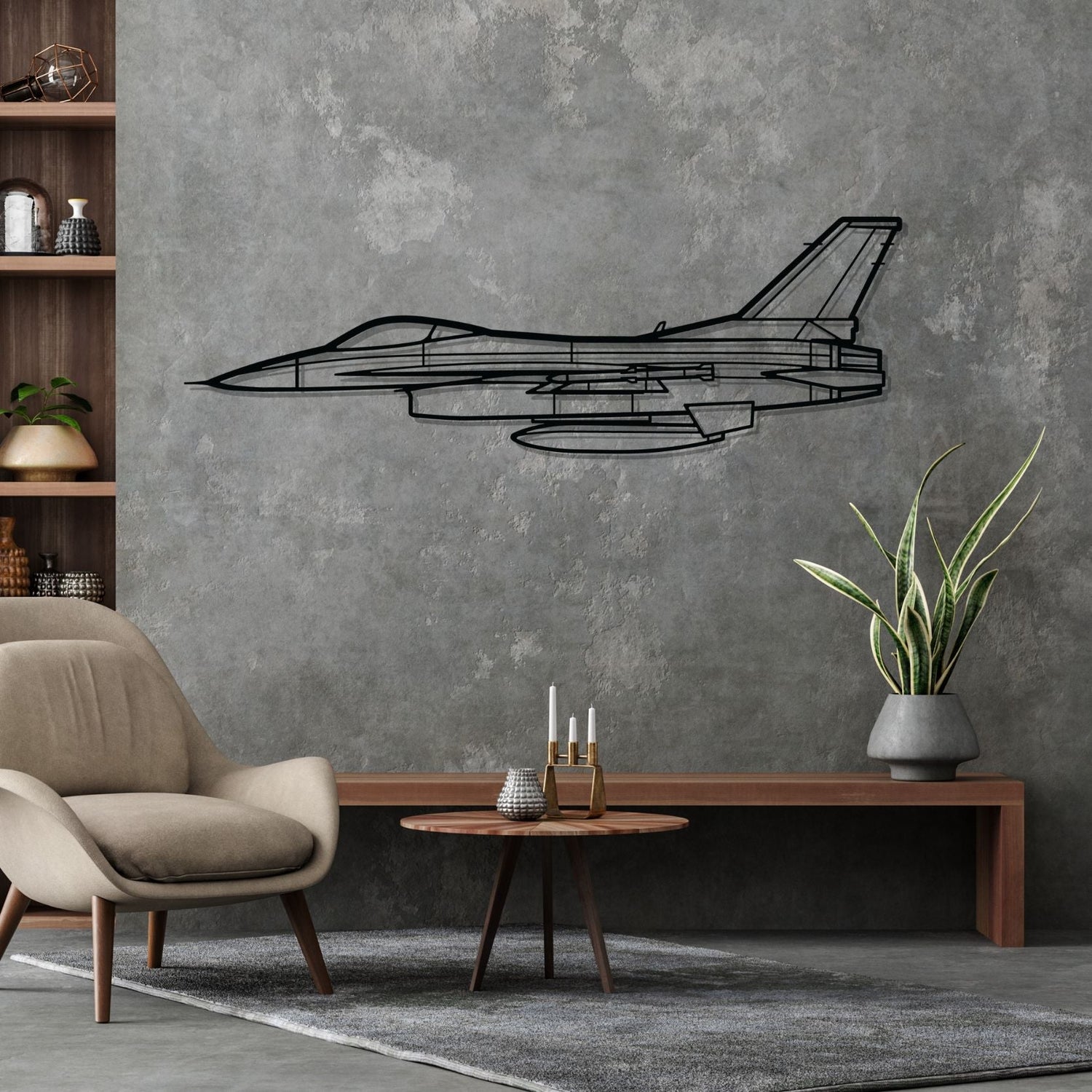 Décoration murale en métal - F-16A Silhouette aircraftvibes