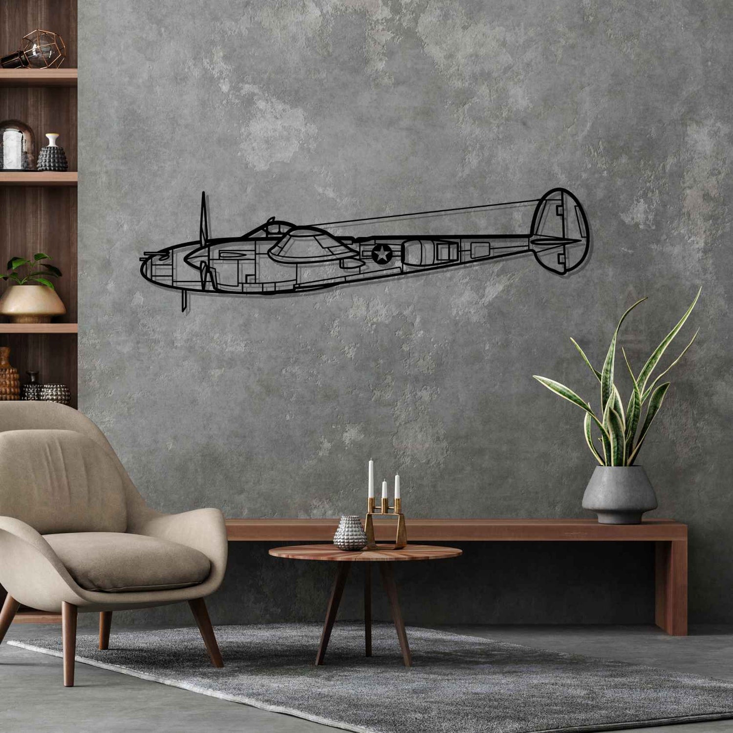 Décoration murale en métal - P-38L Lightning aircraftvibes