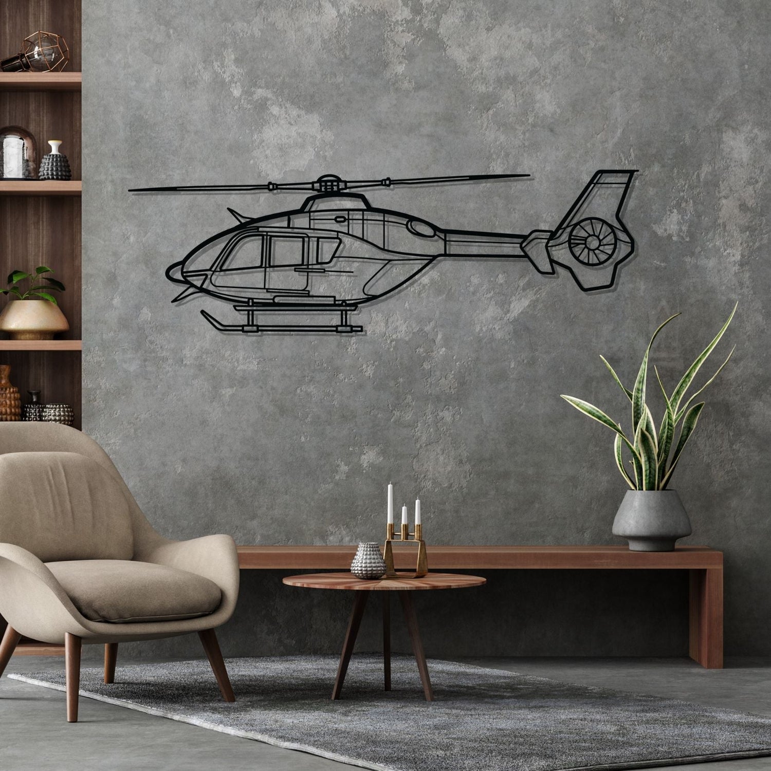 Décoration murale en métal - EC135T2 Silhouette aircraftvibes
