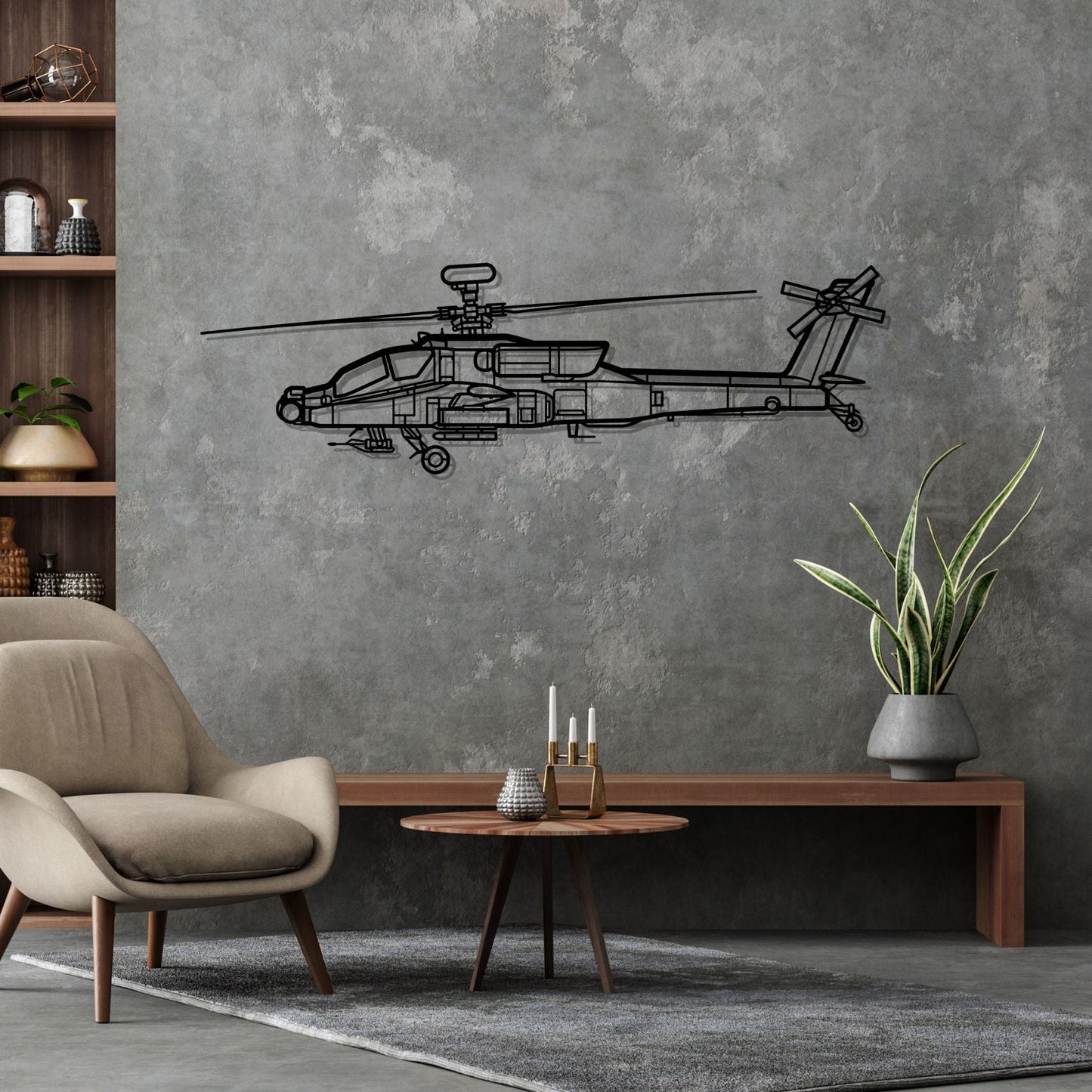 Décoration murale en métal - AH-64D Apache