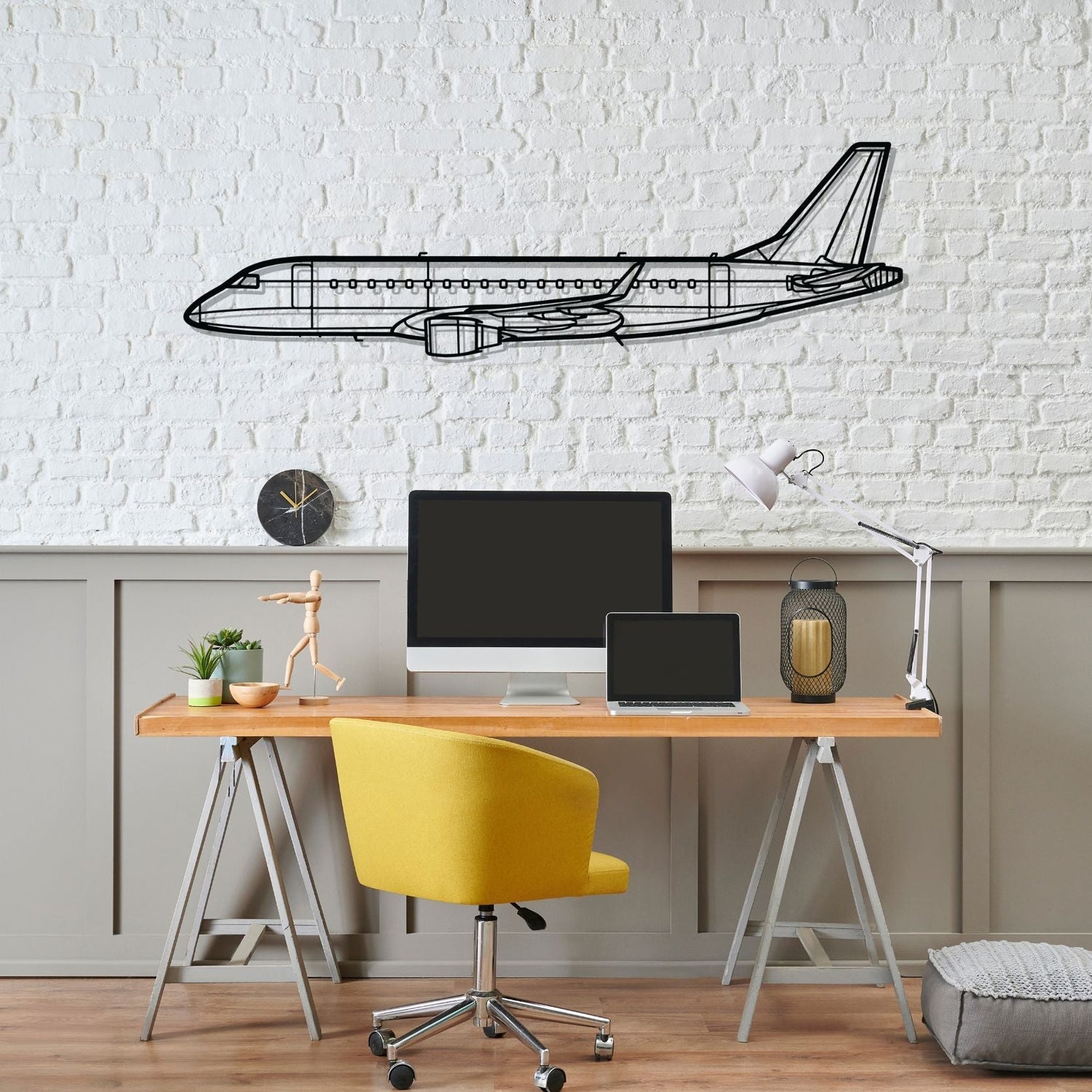 Décoration murale en métal - E175 Silhouette aircraftvibes