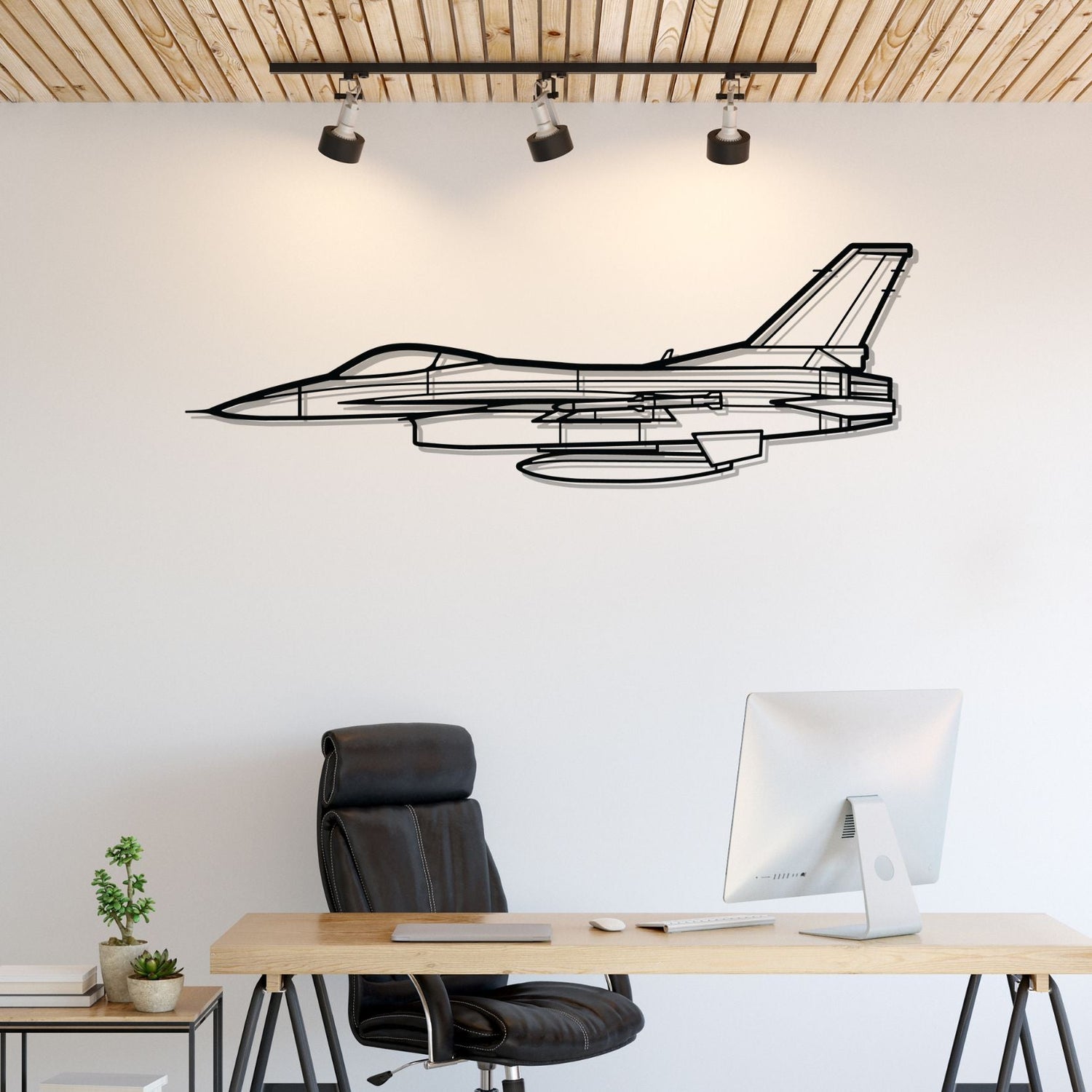Décoration murale en métal - F-16A Silhouette aircraftvibes