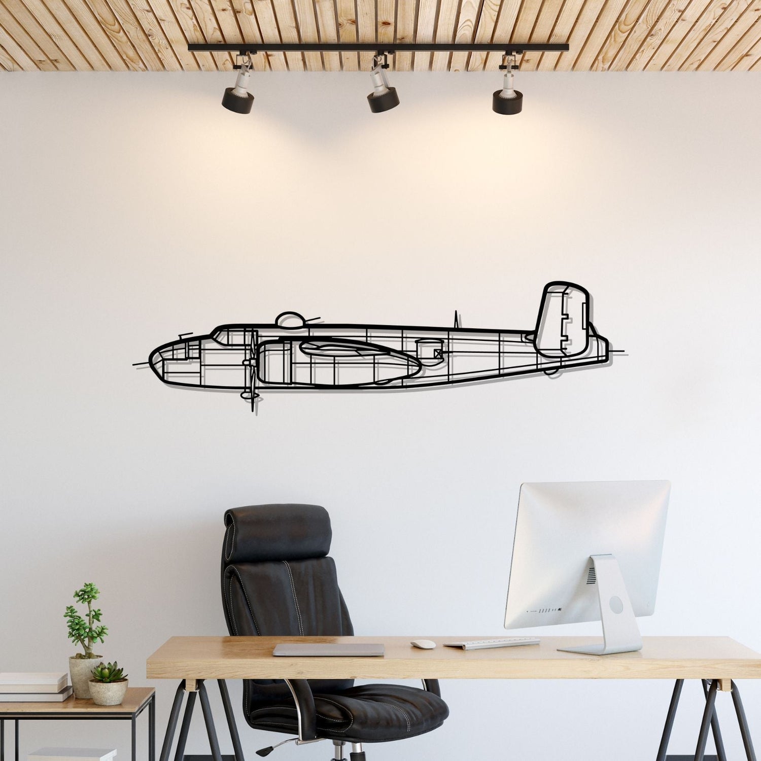 Décoration murale en métal - B25J Silhouette aircraftvibes