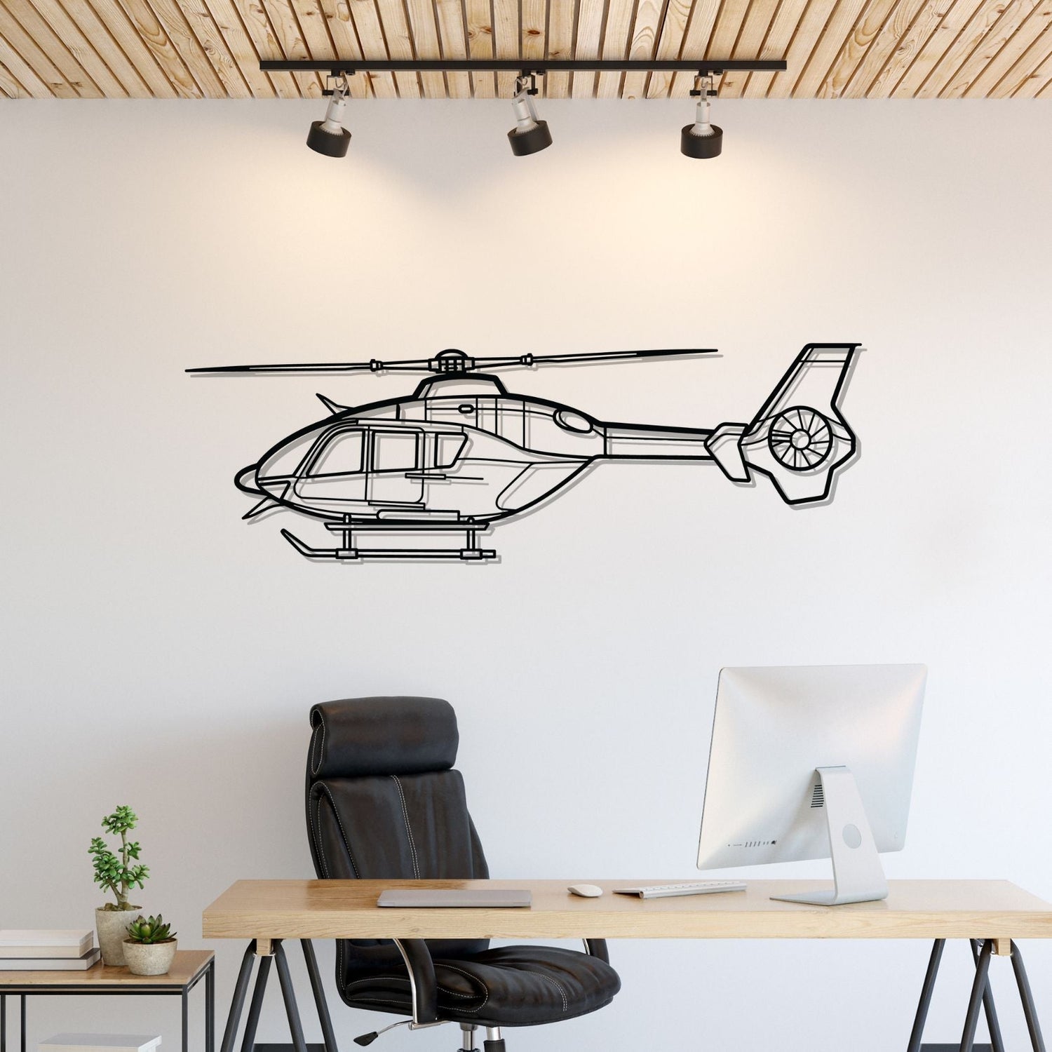 Décoration murale en métal - EC135T2 Silhouette aircraftvibes