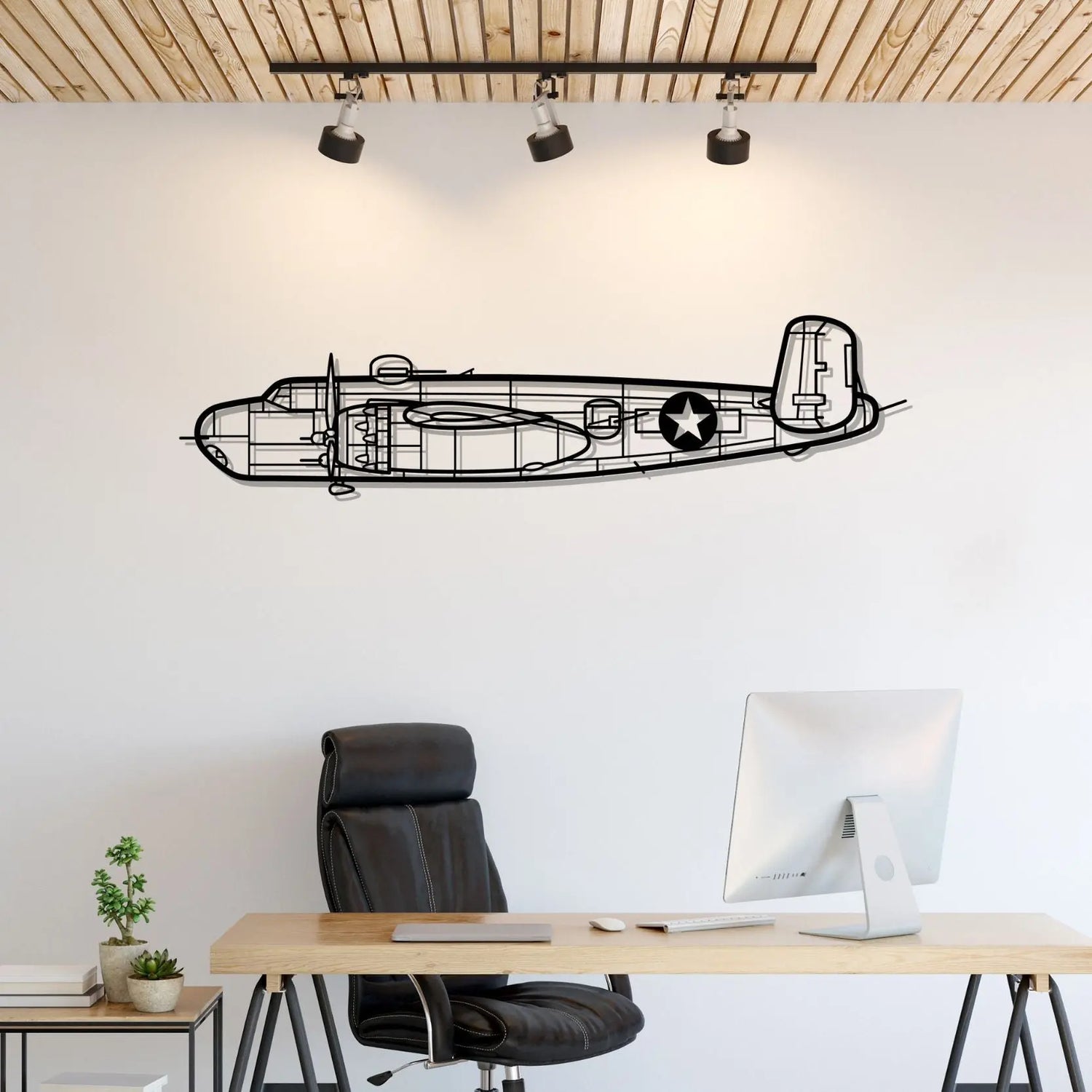 Décoration murale en métal - B-25H Silhouette aircraftvibes